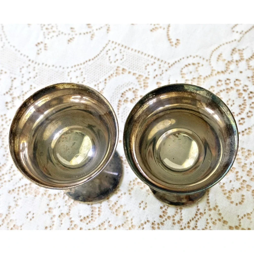 E.L. Delberti Vintage Silver Plated Wine Goblets Set Of Two